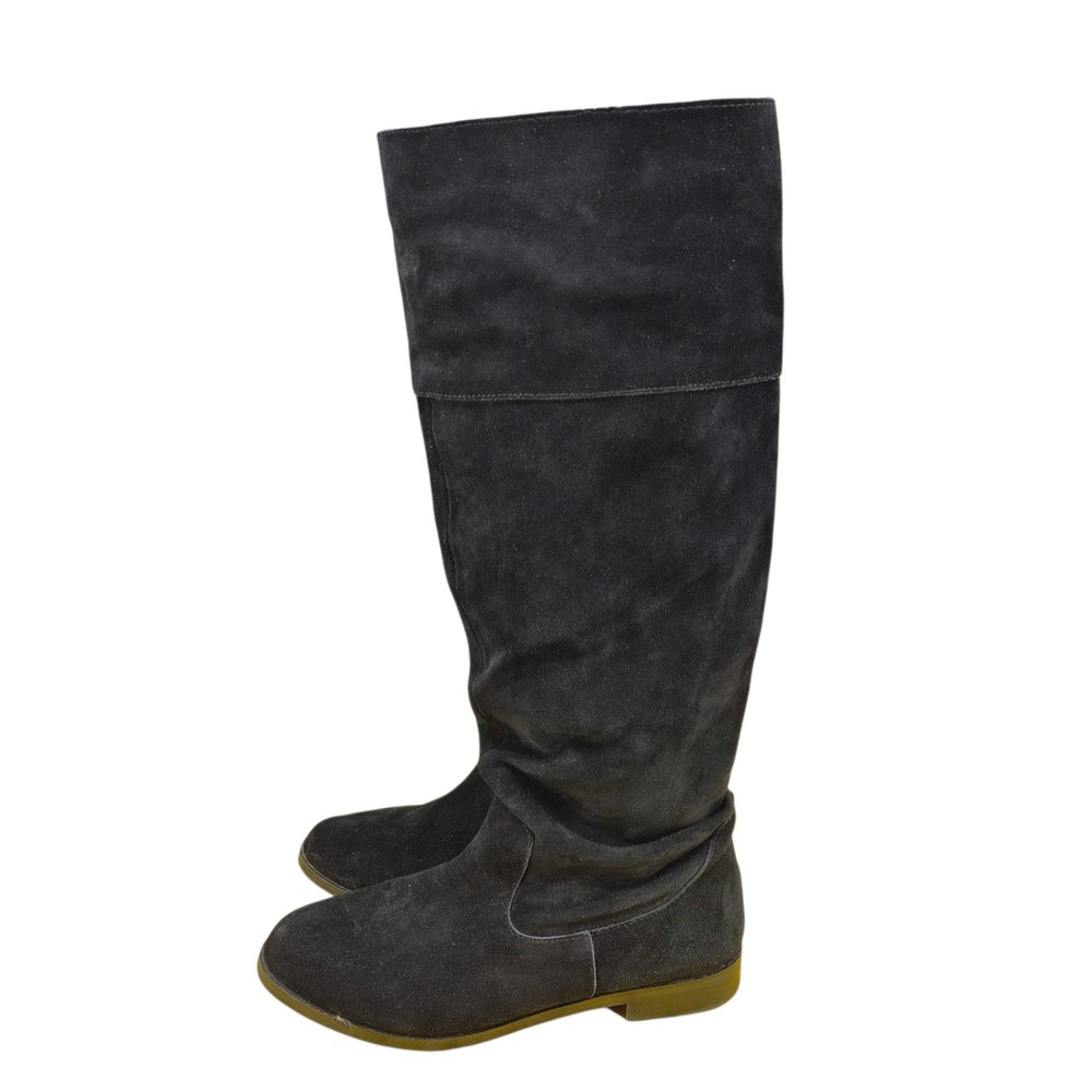 Steve Madden Balen Black Suede Tall Slouchy Flat Boots Womens 9 Round Toe
